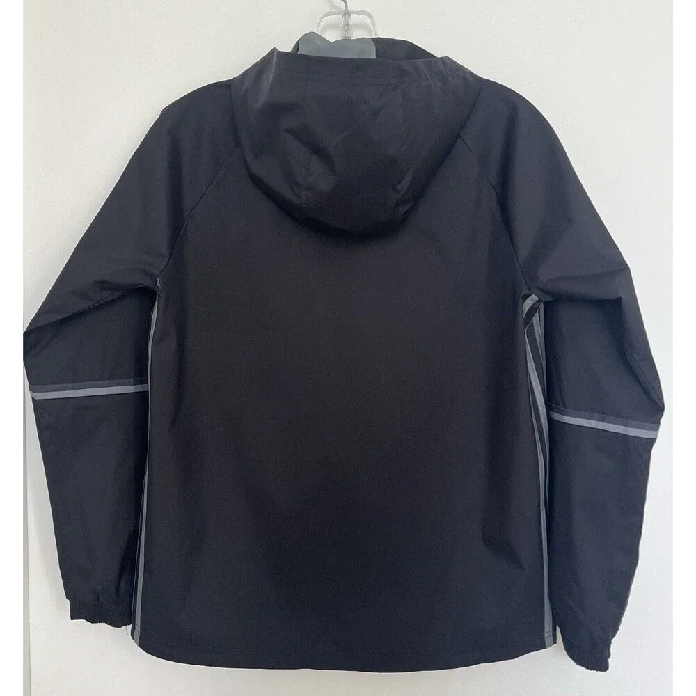 NWOT Adidas Valencia CF Youth Rain Jacket Windbreaker Black Hooded Size M 11-12